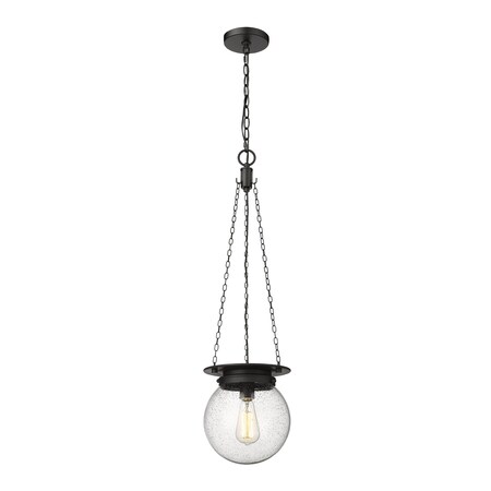 Z-Lite Calhoun Pendant, 1-Light, 9 In.W x 10.75 In.H, Matte black/Clear seedy 7506P9-MB